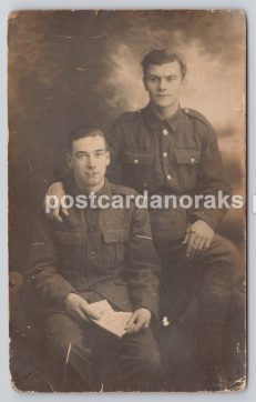 Postcard Soldiers Formal Sitting Studio Portrait