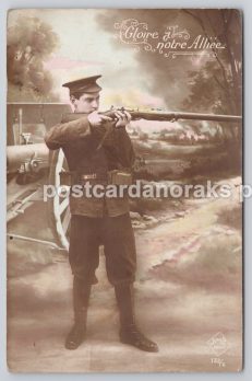 Postcard soldier Gloire a notre Alliee