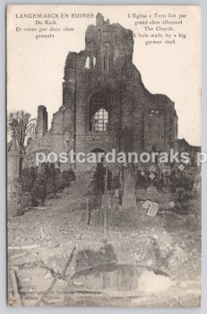 Postcard Langemarck In Ruins War Damage