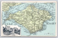 Map Postcard Isle Of Wight Bartholomew Engraving