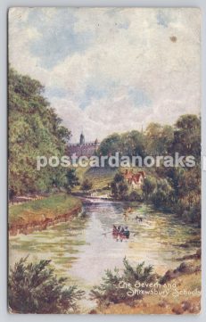 Postcard Shrewsbury School River Severn 1908