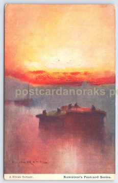 Rowntrees Postcard Series River Sunset Postcard