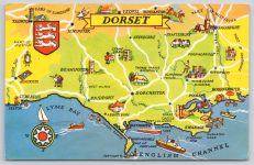 Map Bridport Abbotsbury Dorchester Beaminster 1967 Postcard